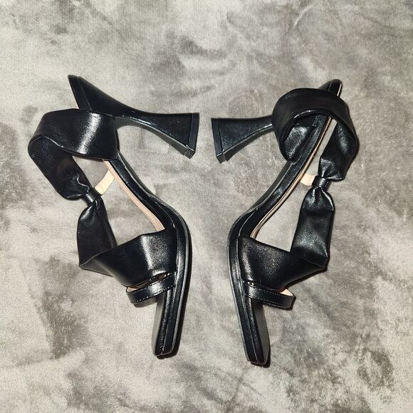 NWOB MATA Black Open Square Toe Abstract Block Heel Shoes WOMEN Size 10 - Picture 4 of 8